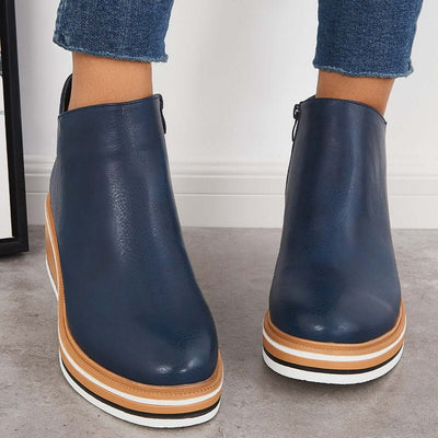 Enkelboots met rits en plateauzool voor dames