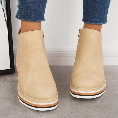 Enkelboots met rits en plateauzool voor dames