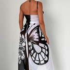 Robe de plage avec imprimé papillon et col en V pour femmes