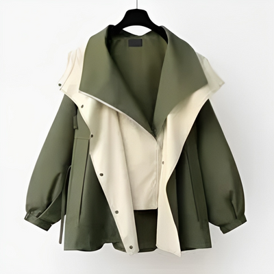 Dames Jas met Grote Kraag | Modieuze Oversized Regenjas