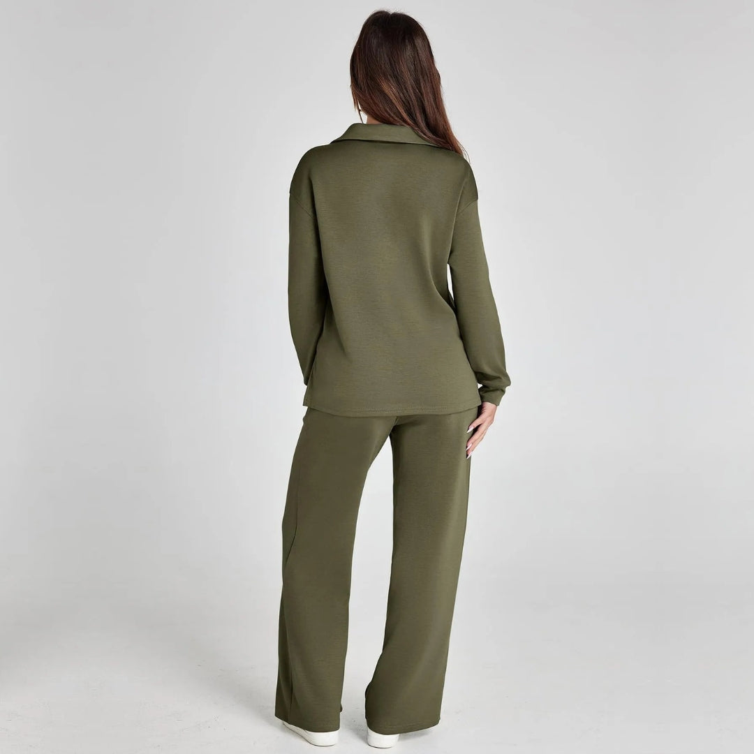 Dames Loungewear Set | Comfortabele Twee-Delige Huispak met V-Hals