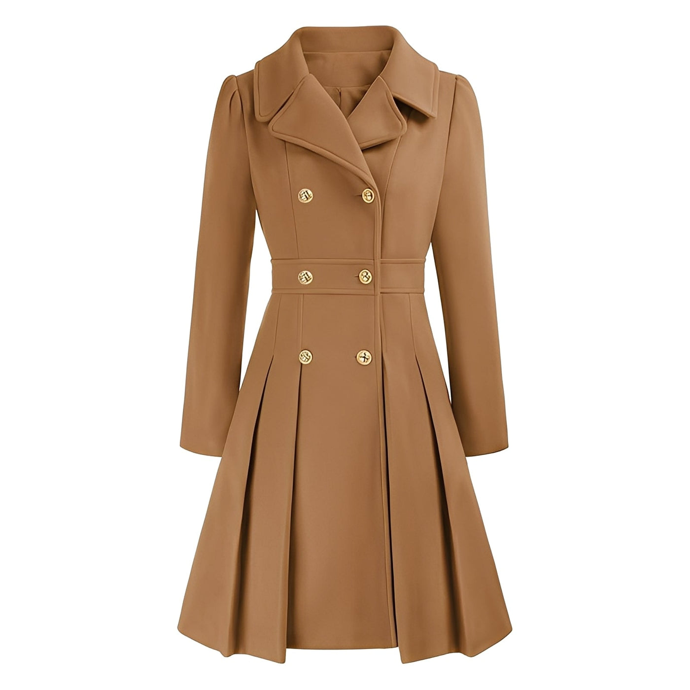 Dames Trenchcoat | Dubbel Geruite Jas met Gouden Knopen