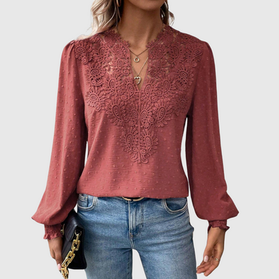 Blouse pour dames | Haut avec détails en dentelle et manches longues