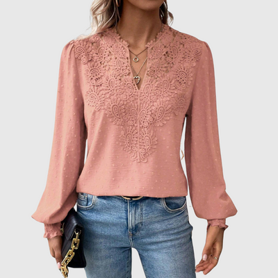 Blouse pour dames | Haut avec détails en dentelle et manches longues