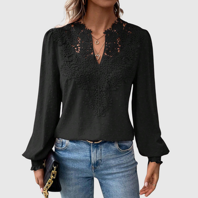 Blouse pour dames | Haut avec détails en dentelle et manches longues