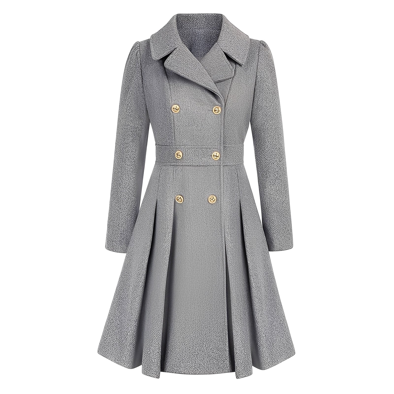 Trench-coat pour dames | Manteau à double carreaux avec boutons dorés