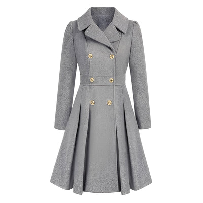 Dames Trenchcoat | Dubbel Geruite Jas met Gouden Knopen