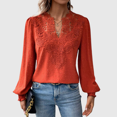 Blouse pour dames | Haut avec détails en dentelle et manches longues