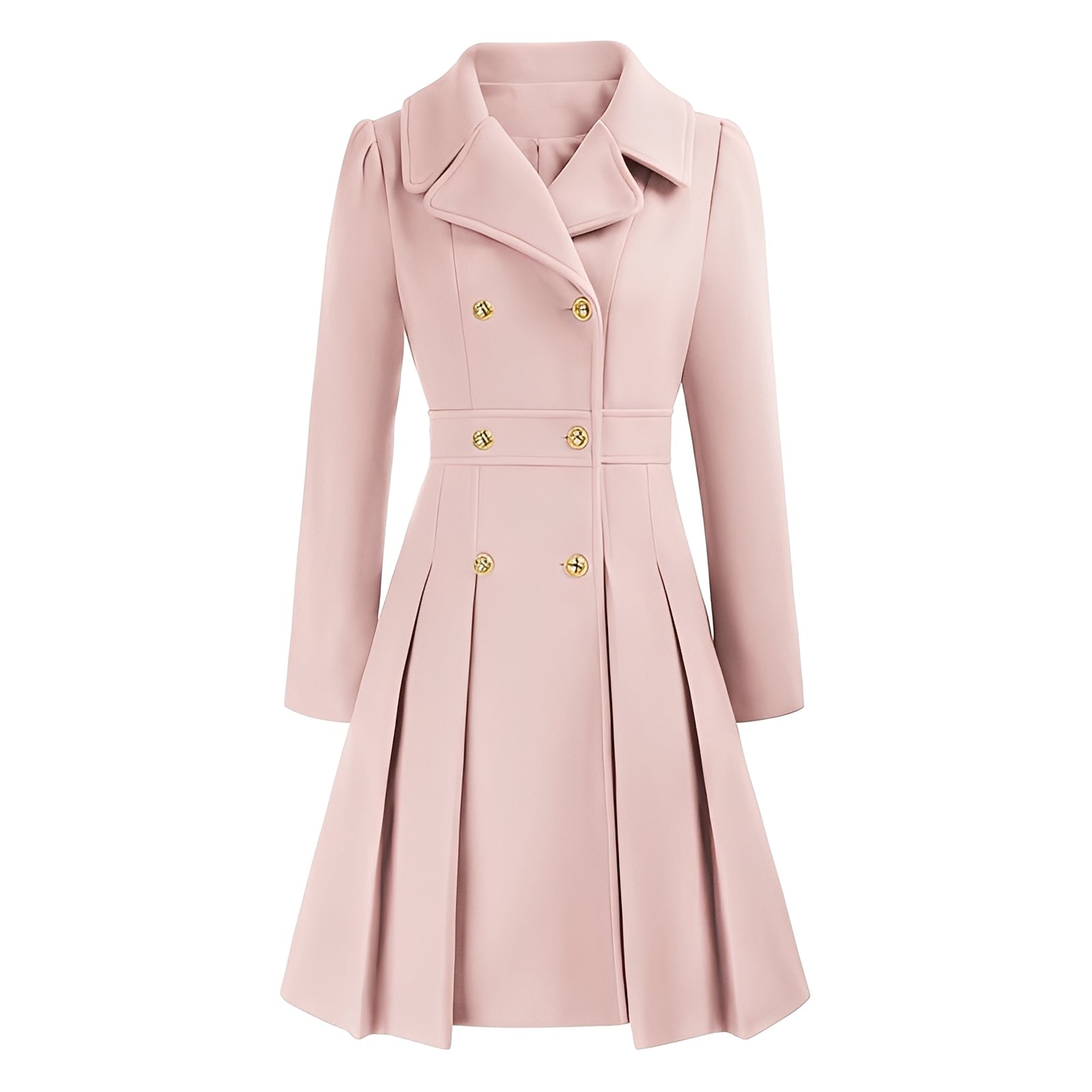 Trench-coat pour dames | Manteau à double carreaux avec boutons dorés
