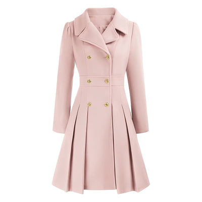 Dames Trenchcoat | Dubbel Geruite Jas met Gouden Knopen