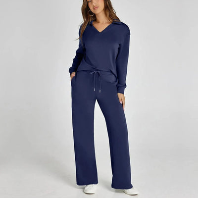 Dames Loungewear Set | Comfortabele Twee-Delige Huispak met V-Hals