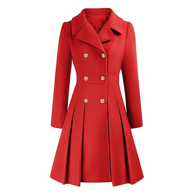 Dames Trenchcoat | Dubbel Geruite Jas met Gouden Knopen