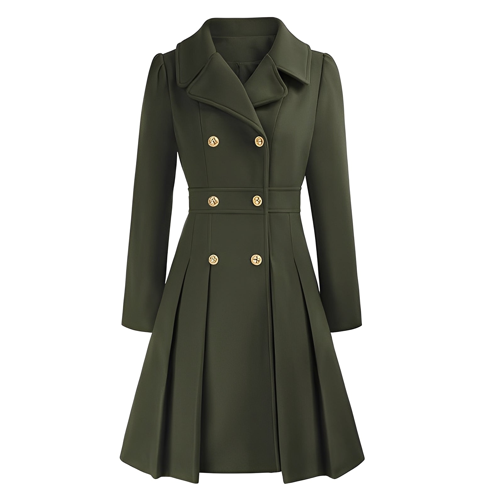 Trench-coat pour dames | Manteau à double carreaux avec boutons dorés