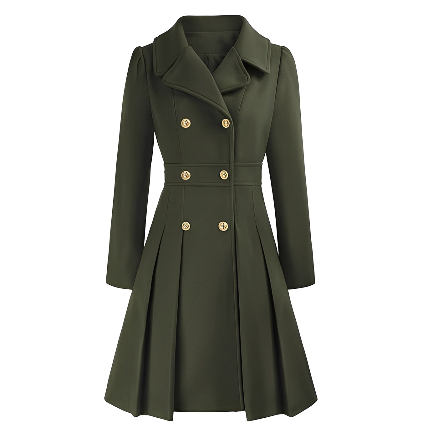 Dames Trenchcoat | Dubbel Geruite Jas met Gouden Knopen