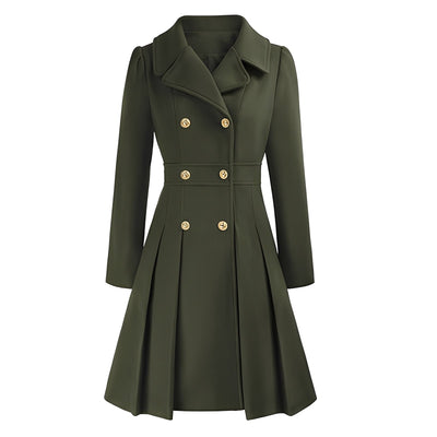 Dames Trenchcoat | Dubbel Geruite Jas met Gouden Knopen