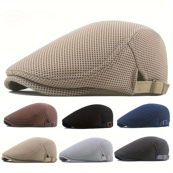 Trendy Zwarte Ademende Zomer Britse Baretpet | Casual of Golf | Stijlvol en Comfortabel