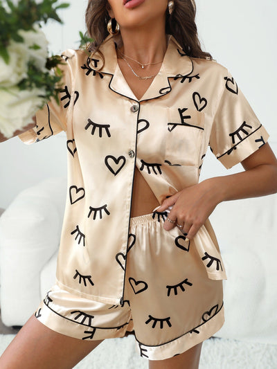 Sara | Tropische Zijden Satijnen Pyjama Set