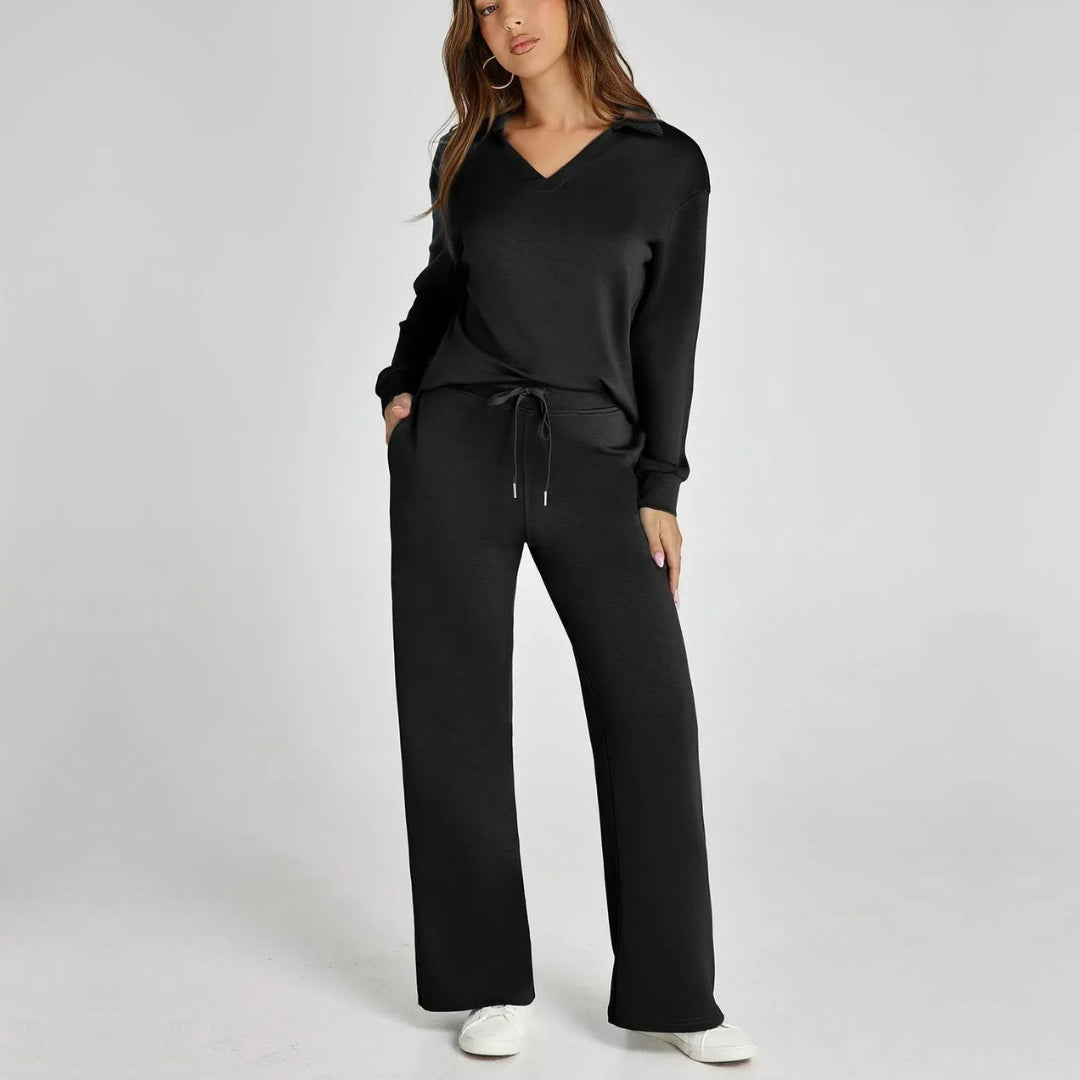 Dames Loungewear Set | Comfortabele Twee-Delige Huispak met V-Hals