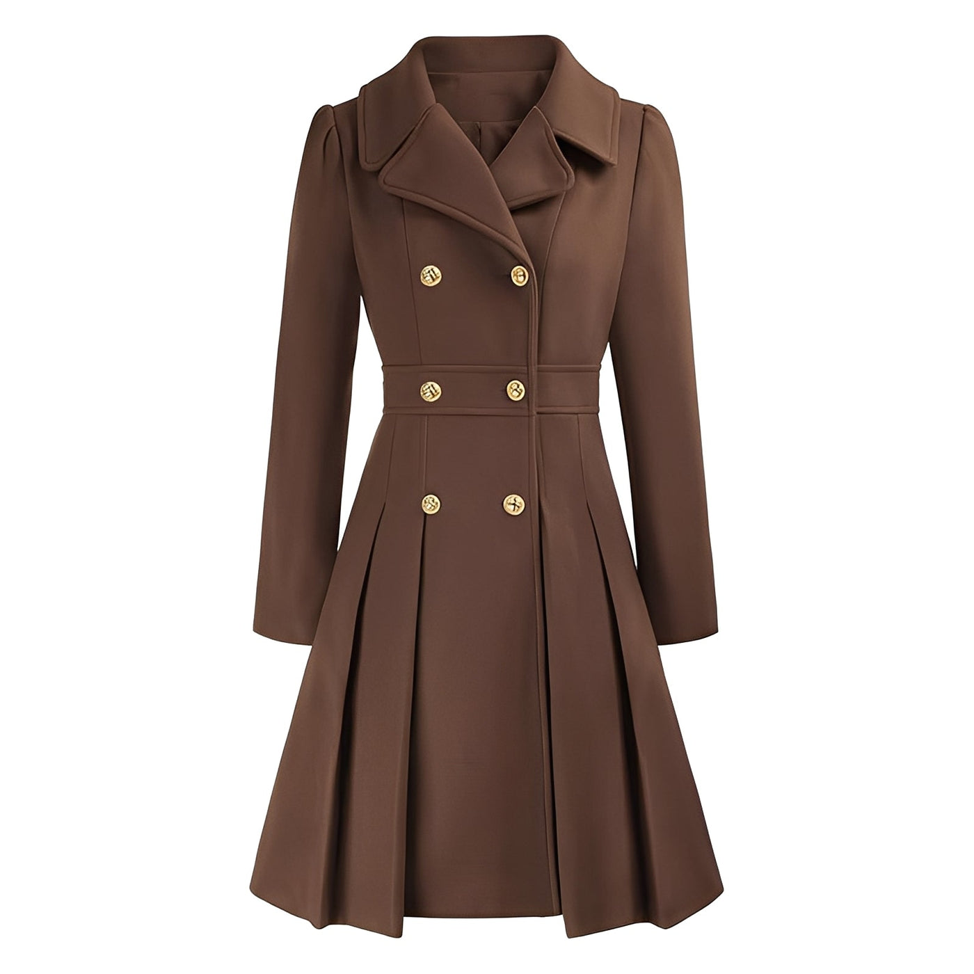 Dames Trenchcoat | Dubbel Geruite Jas met Gouden Knopen