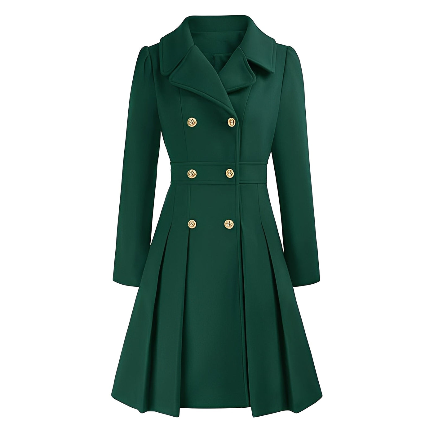 Dames Trenchcoat | Dubbel Geruite Jas met Gouden Knopen