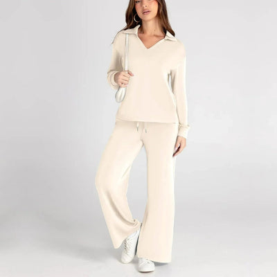 Dames Loungewear Set | Comfortabele Twee-Delige Huispak met V-Hals