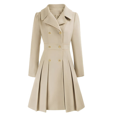 Dames Trenchcoat | Dubbel Geruite Jas met Gouden Knopen