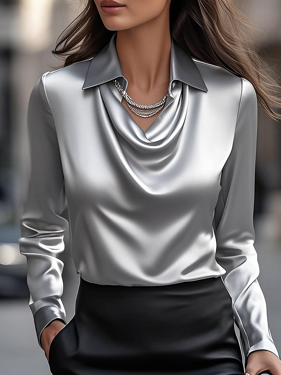 Damesblouse met drapering en lange mouwen
