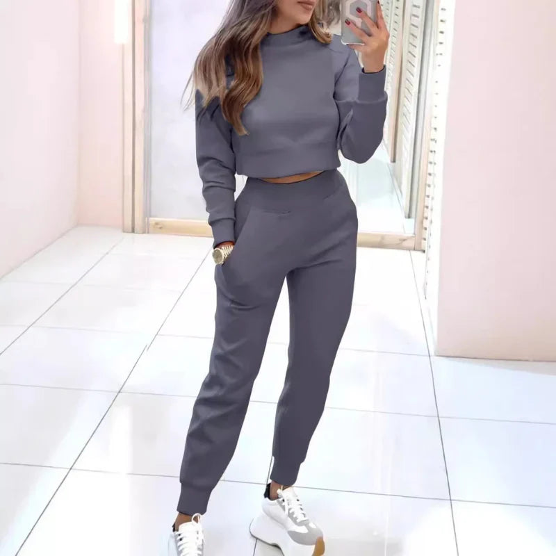 Dames Trainingspak | Trendy Twee-Delige Set met Cropped Sweater