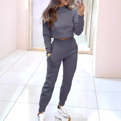 Dames Trainingspak | Trendy Twee-Delige Set met Cropped Sweater