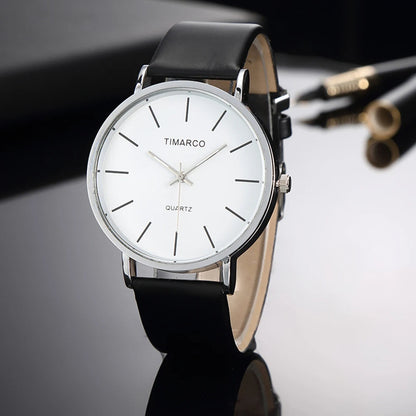 Timarco - Elegant Quartz Horloge met Minimalistisch Design en Leren Band