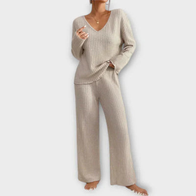 Casual dames loungepak met ribbeltextuur