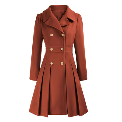 Dames Trenchcoat | Dubbel Geruite Jas met Gouden Knopen