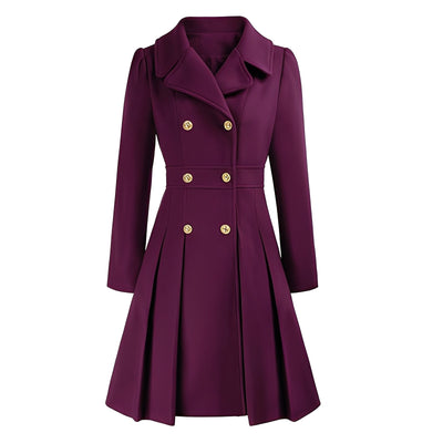 Dames Trenchcoat | Dubbel Geruite Jas met Gouden Knopen