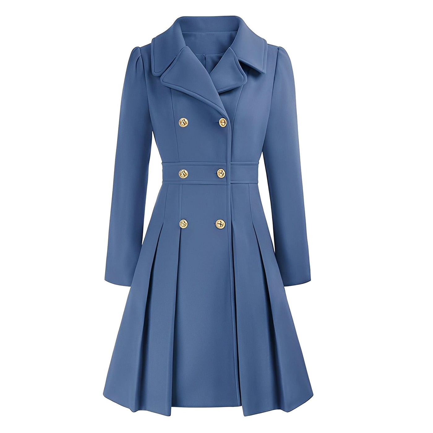 Dames Trenchcoat | Dubbel Geruite Jas met Gouden Knopen