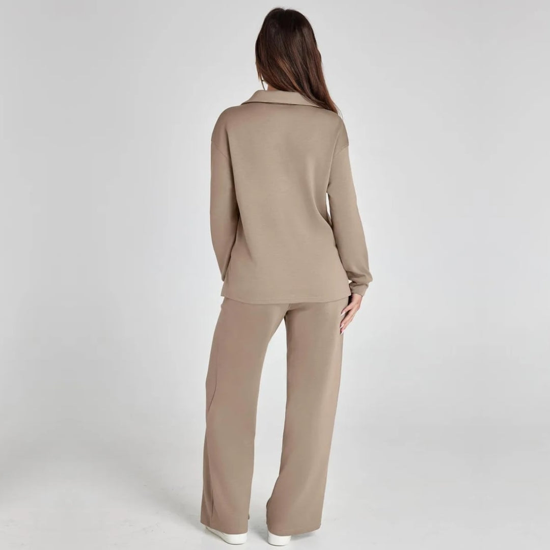 Dames Loungewear Set | Comfortabele Twee-Delige Huispak met V-Hals