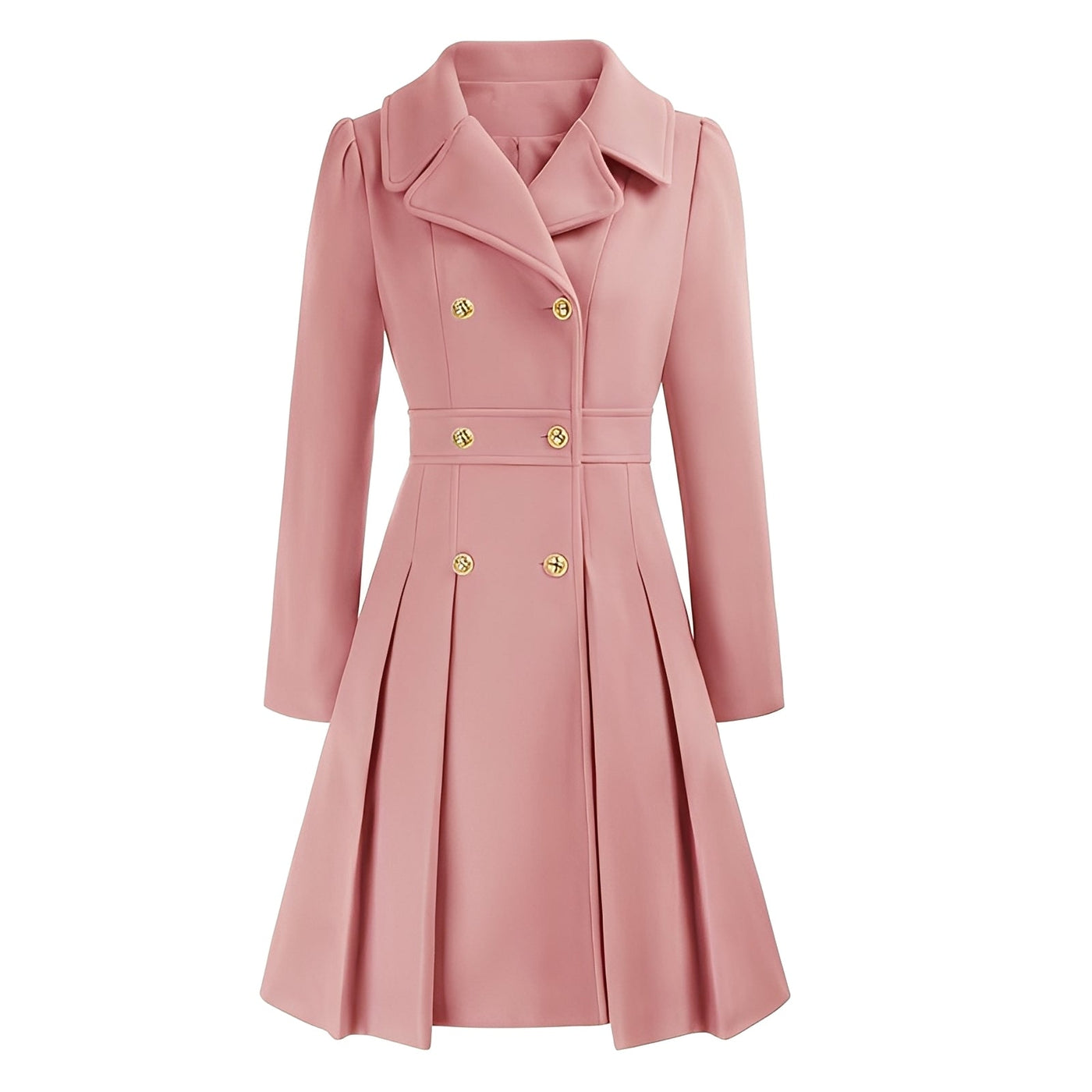 Dames Trenchcoat | Dubbel Geruite Jas met Gouden Knopen