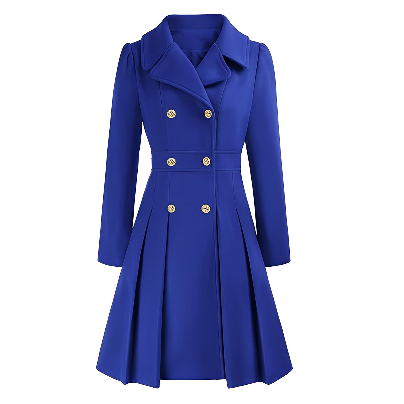 Dames Trenchcoat | Dubbel Geruite Jas met Gouden Knopen