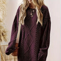 Dames Gebreide Sweaterjurk | Oversized Trui met Kabelpatroon