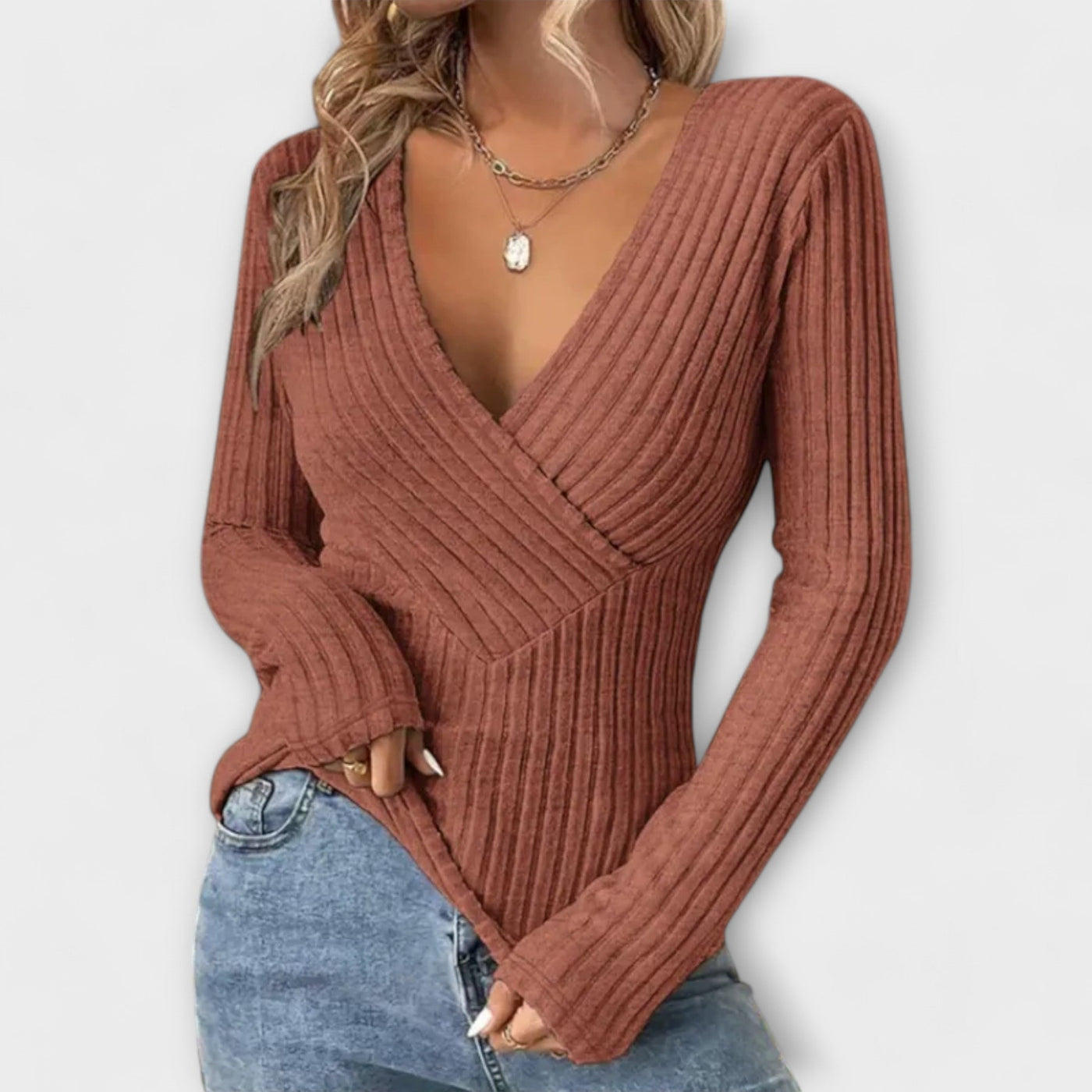 Dames T-shirt met twistdetail en V-hals