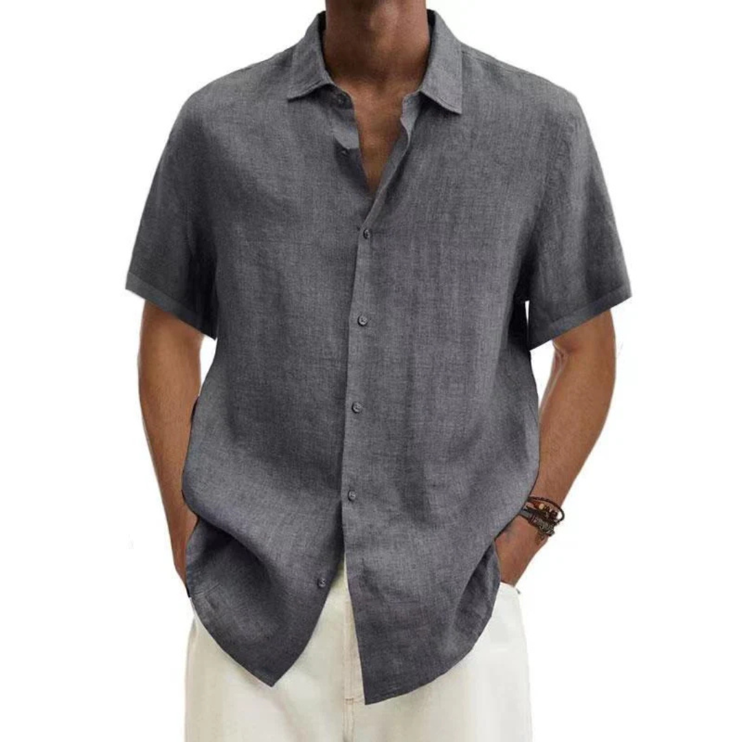 Heren casual overhemd met korte mouwen en knoopsluiting