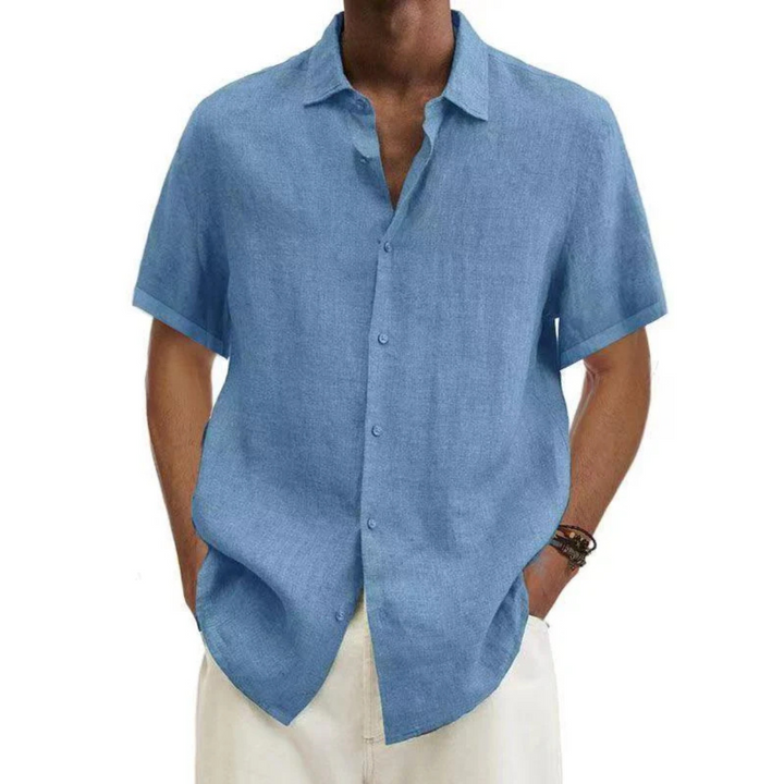 Heren casual overhemd met korte mouwen en knoopsluiting