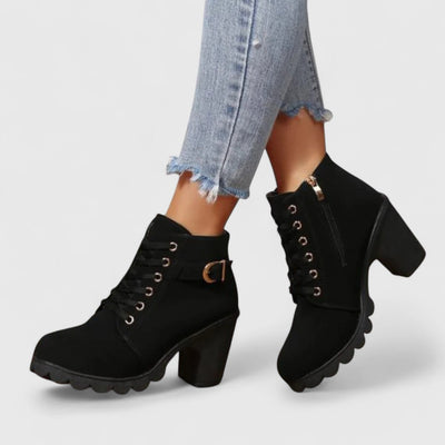 Dames Enkellaarsjes met Hak | Modieuze Veterschoen