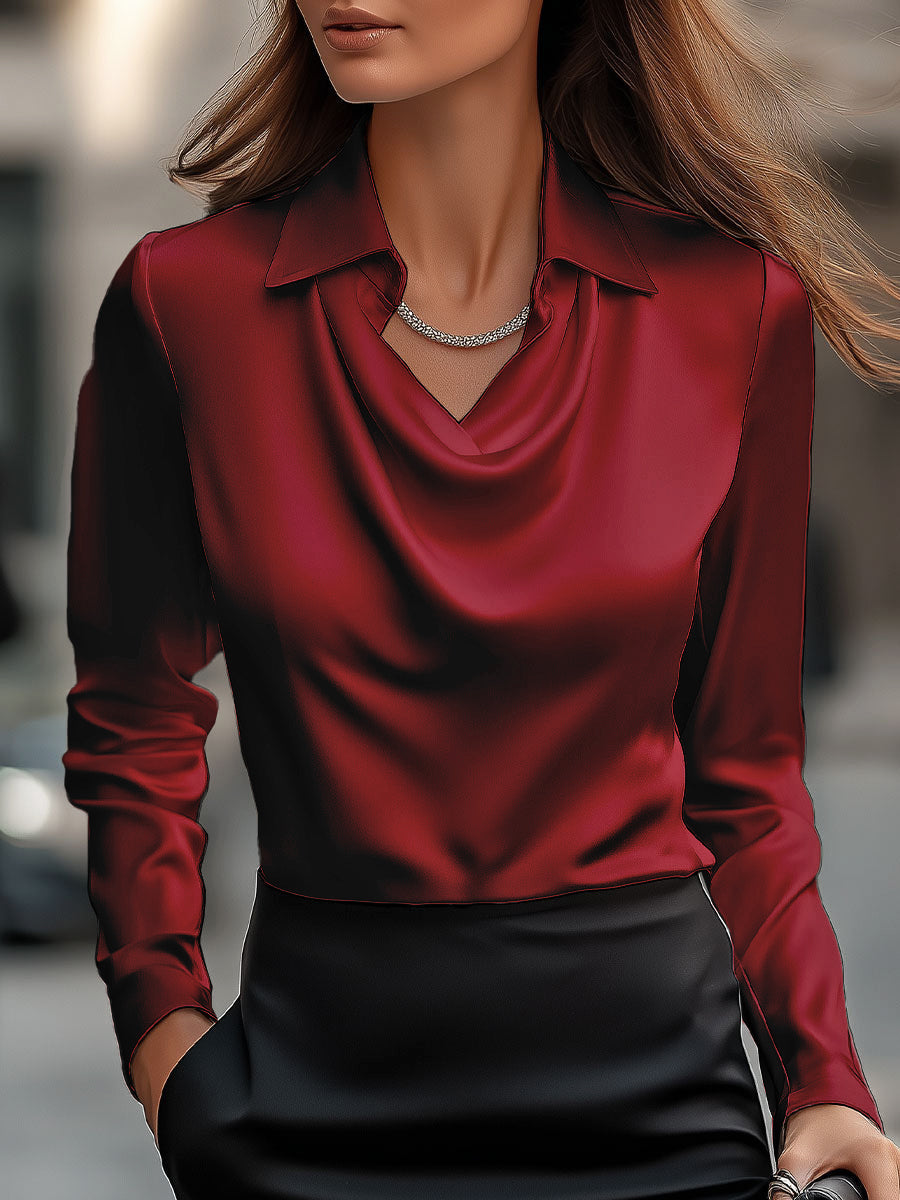 Damesblouse met drapering en lange mouwen