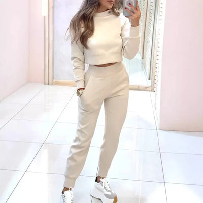 Dames Trainingspak | Trendy Twee-Delige Set met Cropped Sweater