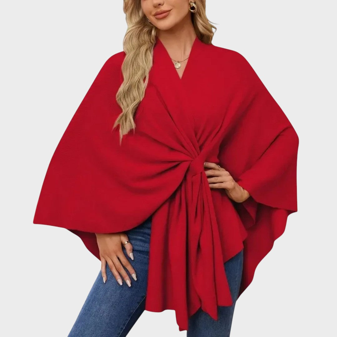 Top pour dames | Chemisier drapé avec détail à nœud et manches larges