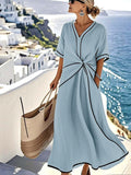 Robe longue rayée avec coupe ample pour femmes