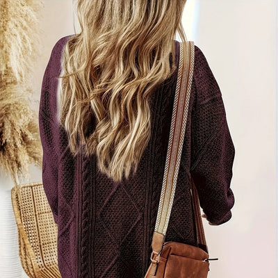 Dames Gebreide Sweaterjurk | Oversized Trui met Kabelpatroon