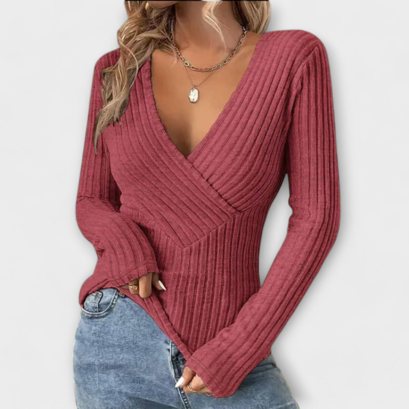 Dames T-shirt met twistdetail en V-hals