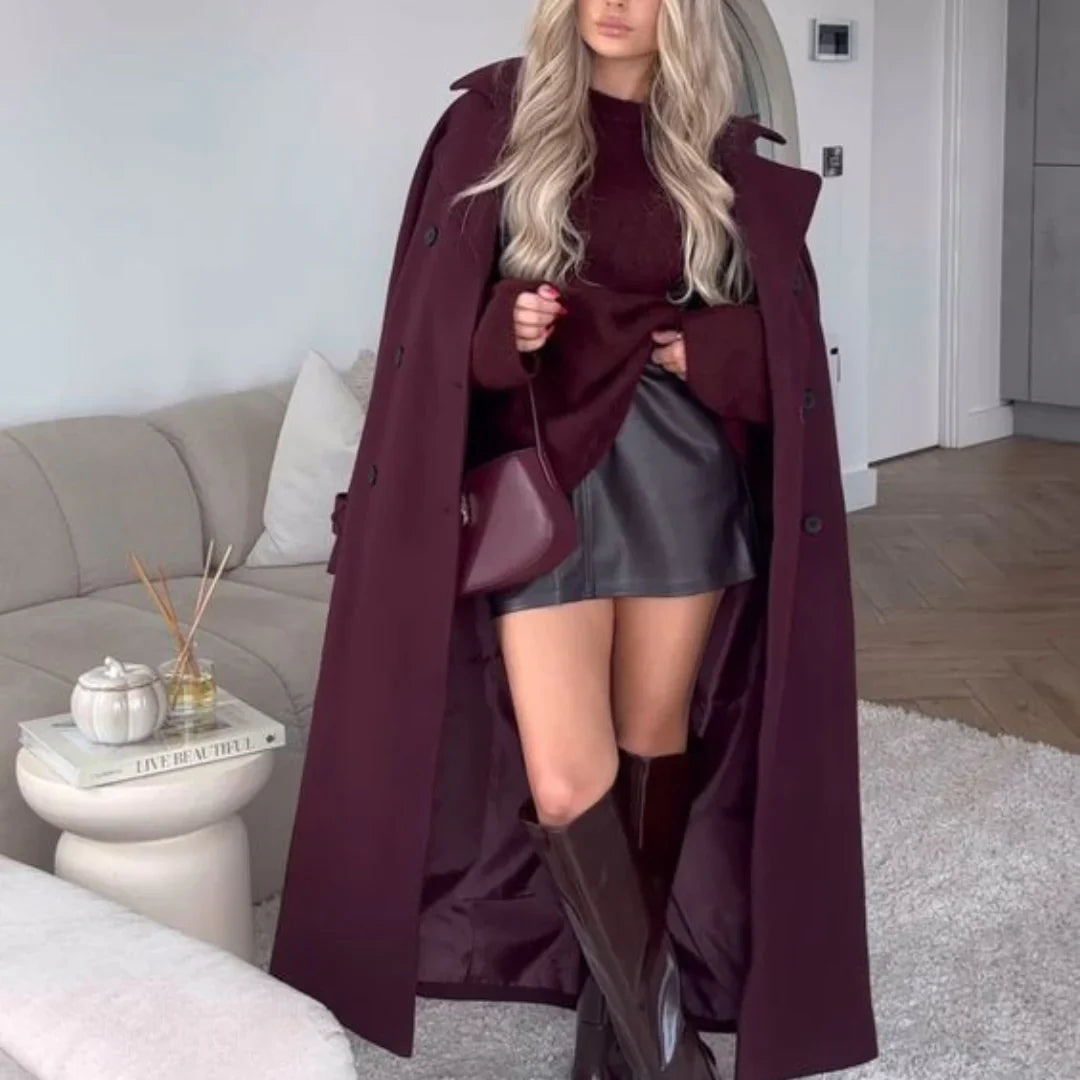 Manteau trench long pour dames | Manteau classique élégant