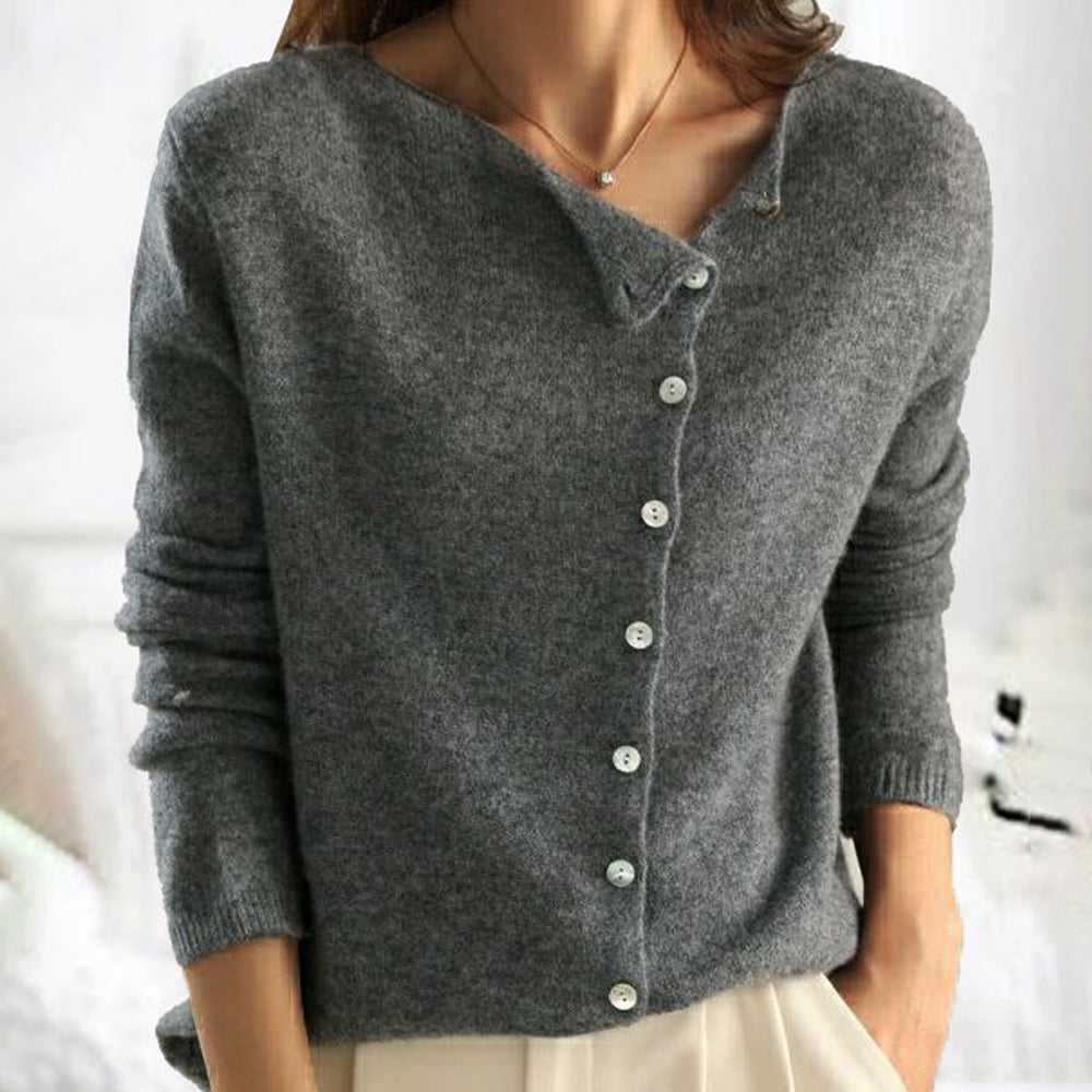 ELEANOR TRUI | GEZELLIGE CARDIGAN MET ASYMMETRISCH KNOOPONTWERP